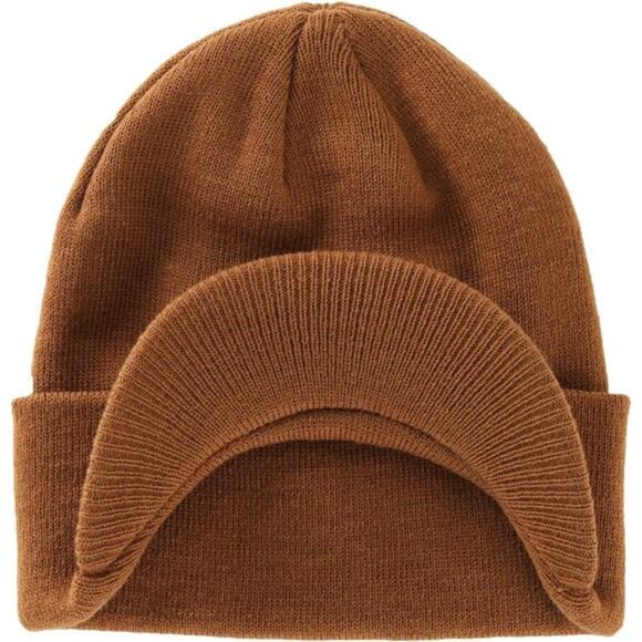 Men's Winter Beanie Hat with Brim Warm Double Knit Cuff Beanie Cap - Picture 2 of 7